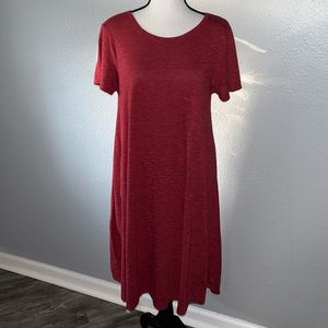 LulaRoe Red High Low Midi Stretch Summer Dress Size Medium